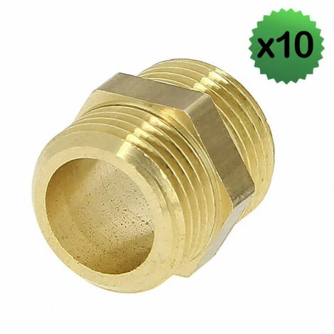 BOUTTé Lot De 10 Mamelons Laiton Double Mâle à Visser Pour Tube Cuivre - Dimensions: 20x27 3 BOUTTé Lot De 10 Mamelons Laiton Double Mâle à Visser Pour Tube Cuivre - Dimensions: 20x27